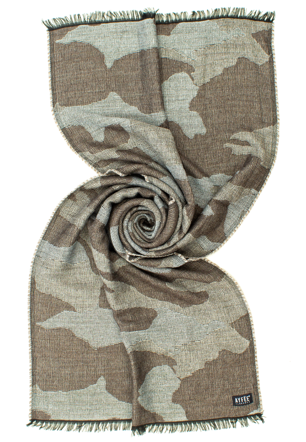 STOLA JACQUARD CAMOUFLAGE, 50%AC 38%MD 8%WO 4%WP, MADE IN ITALY               - TAUPE